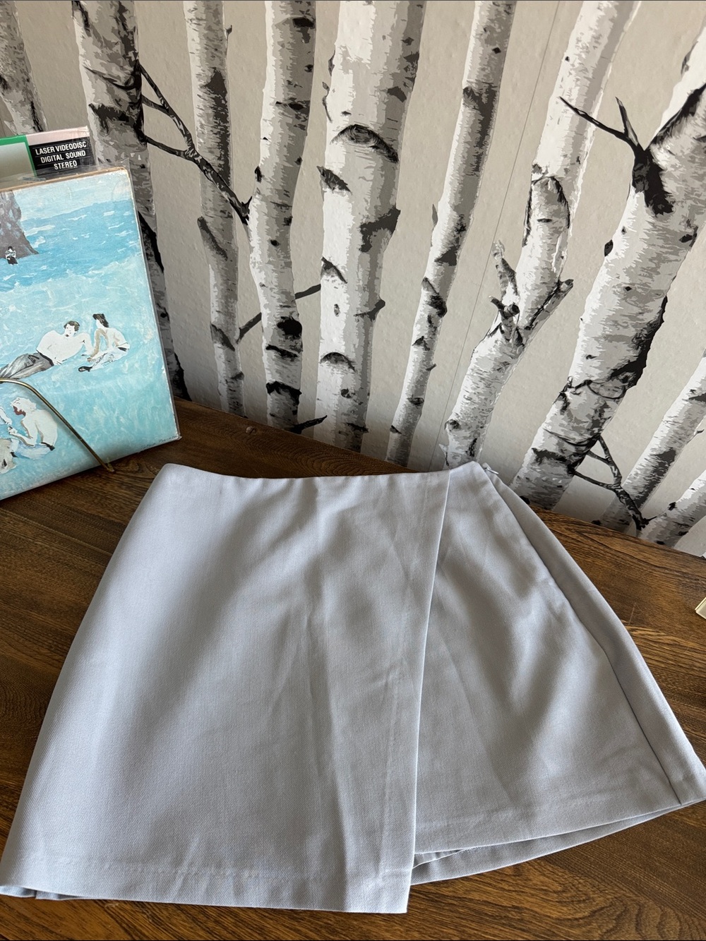 Abercrombie & Fitch Light Blue A-Line Wrap Mini Skirt built in shorts